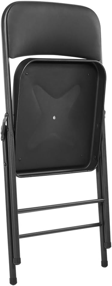 Amazing for less Pack of 2 (Fabric/Vinyl) Steel Frame Metal Foam Padded Folding Chairs (Black, Gray, White) (2-Pack - Vinyl Black)