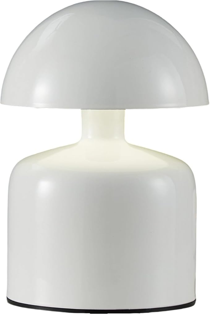 Modern Cordless Mushroom Small Table Lamp Touch LED Lamps, 3-Way Dimmable Bedside Nightstand Lamp Mini Rechargeable Night Light for Bedroom, Living Room (White)