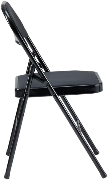 6 Pack Black Folding Chairs with Padded Seat & Back, Metal Frame Foldable Chairs, Portable & Stackable for Indoor Outdoor, Office, Party, Wedding, Conference, Black