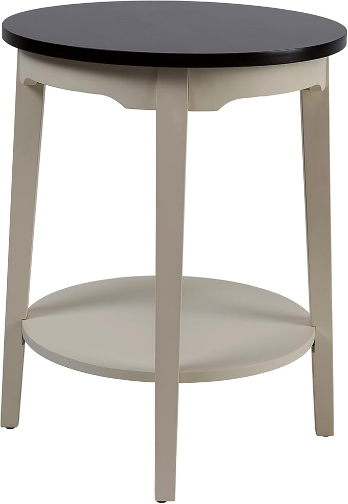 19" Round Side Table, Modern 2-Tier Shelf End Table, Small Accent Table for Living Room, Bedroom, Office, Brown and Gray