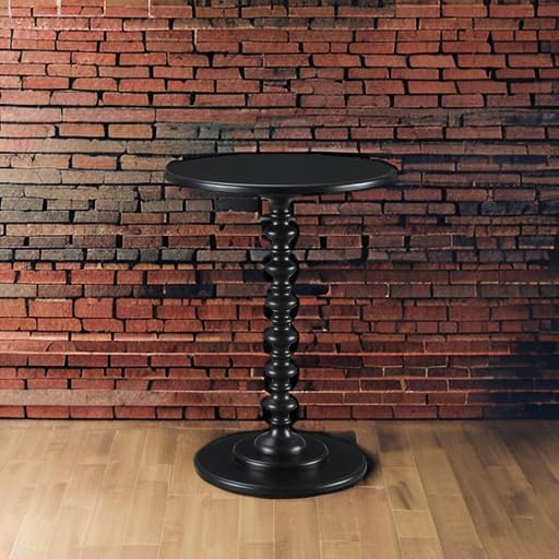 Convenience Concepts Palm Beach Spindle Table 17.75" - Traditional Round End Table for Living Room, Turned Solid Wood Side Table, Classic Display Pedestal Table, Black