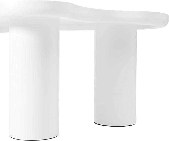 GDFStudio 44'' Cloud-Shaped Coffee Table,Minimalist Center Table with 3 Sturdy Legs & 1.5'' Thick Top,Easy Assembly Round Edge Irregular End Table for Living Room, Bedroom,or Patio,White