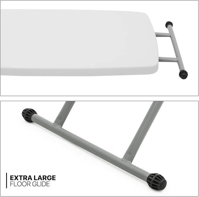 MoNiBloom TV Tray Folding Table 30" Height Adjustable, Portable Indoor/Outdoor Picnic Partiestable and Laptop Square White Small Table with X Legs