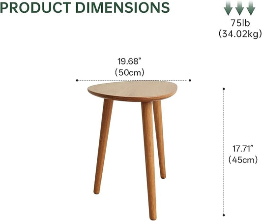 Small Oval Coffee Table, 19.7" Mid Century Modern End Table for Living Room, 100% Solid Oak Wood Center Table, Side Table (Original Wood Color, 19.68" Wx13.38 Dx17.71 H)