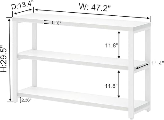 EXCEFUR Modern Entryway Table, Sofa Console Tables for Living Room, 3 Tier Foyer Table for Hallway, Behind Couch (47 Inch, White)