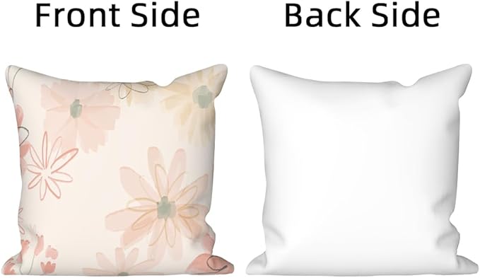 Wild Flower Throw Pillow Covers 26"x26" Set of 4, Countryside Watercolor Floral Pillow Cases Spring Vintage Cushion Covers for Chair Sofa Bed Living Room Garden Car Indoor Outdoor