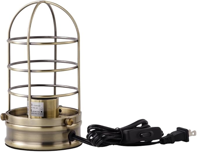 Cerdeco Small Retro Bronze Vintage Table Lamp,Industrial Desktop Lamp for Bedside,Bar,Cafe,Bedroom,livingRoom,(Bulb Not Included)