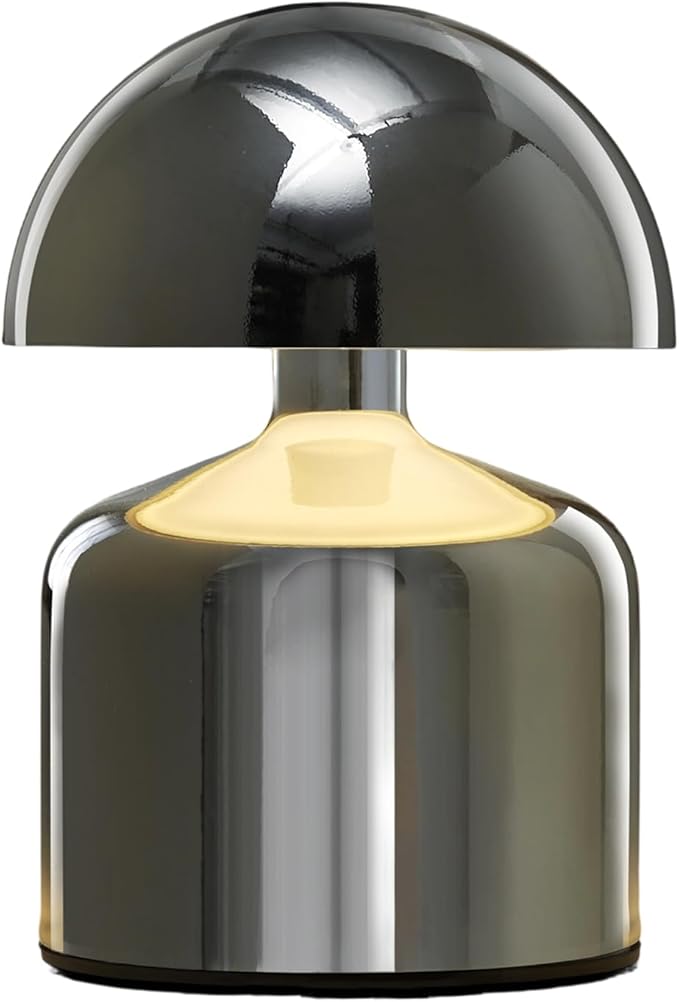 Modern Cordless Mushroom Small Table Lamp Touch LED Lamps, 3-Way Dimmable Bedside Nightstand Lamp Mini Rechargeable Night Light for Bedroom, Living Room