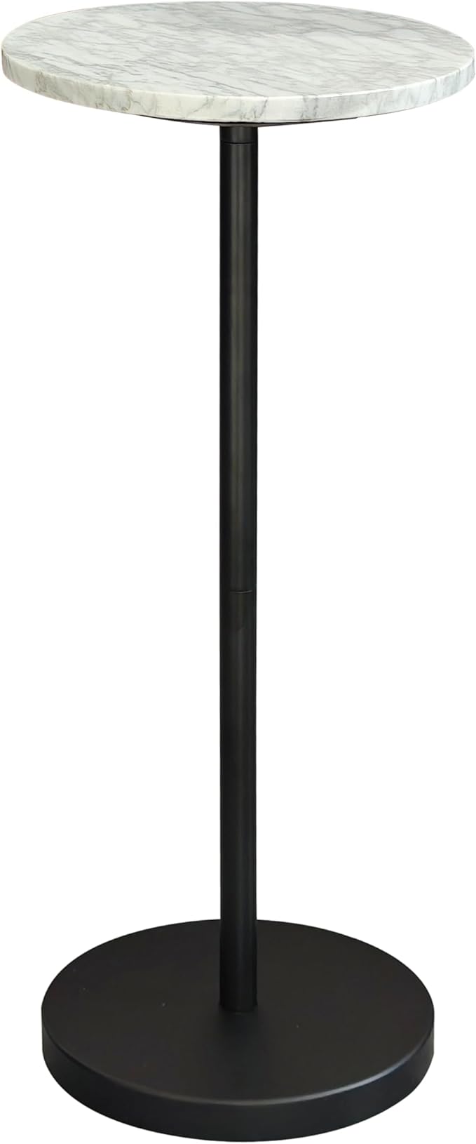 Nature Marble Drink Table, Pedestal Table, Small Round Side Table, Martini Table for Living Room, Bathroom, Small Space (Black 1)