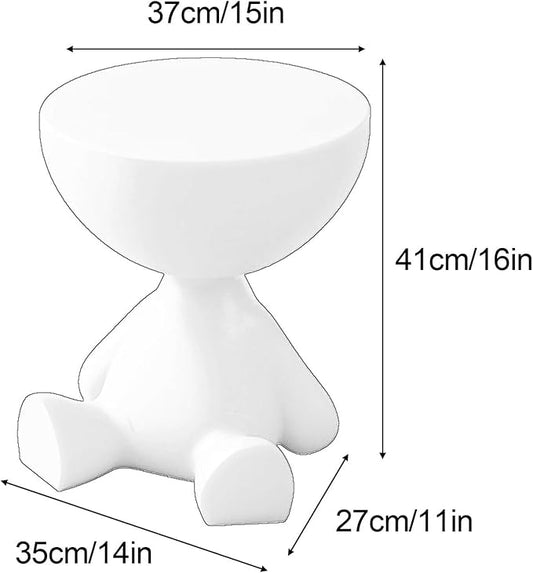 Mini Circle Side Table, Small Modern Bowl-Shaped Coffee Table, Sofa End Table Nightstand, Modern Bedside Home Decor for Living Room, Bedroom,Living Room (Large Milky)