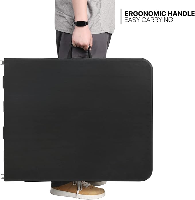 MoNiBloom 6Ft Folding Table, Heavy Duty Portable Plastic Dining Tables Fold in Half Indoor Outdoor Desk w/Handle, Lock for Camping Picnic Party, Black