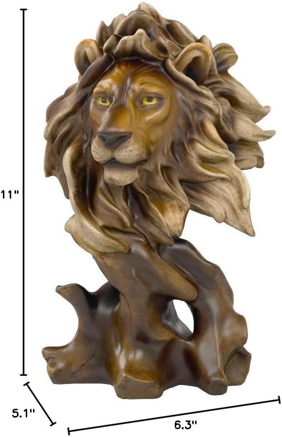 FUNSXBUG 11 Inch Resin Lion Statue Sculpture Animal Collectible Figurine Gift Idea Home Desktop Decoration