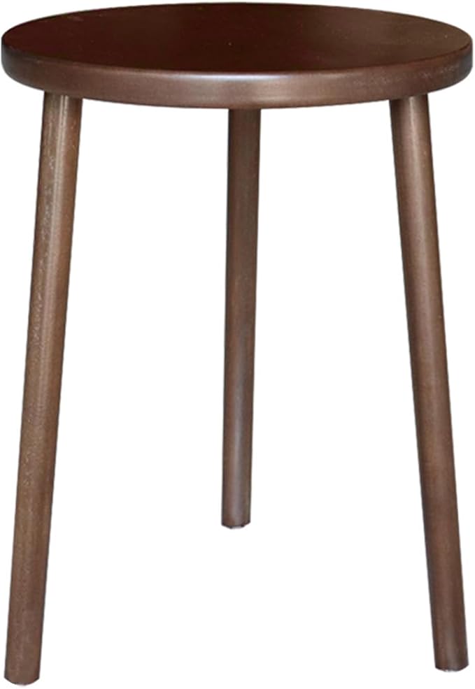 Walnut Side Table, Round End Table, Solid Rubberwood Small Accent Table, Drink Table with 3 Legs for Living Room, Bedroom, Balcony, and Small Spaces