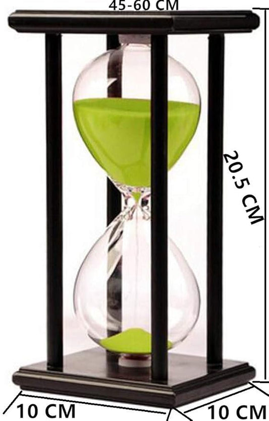 Lodunsyr Hourglass Timer for 60 Minutes Sandglass Timer for Kitchen Living Room Home Office Desk Bedroom Party Festival Coffee Table Book Shelf School Game Sand Timer Clock (Black Frame Green Sand)