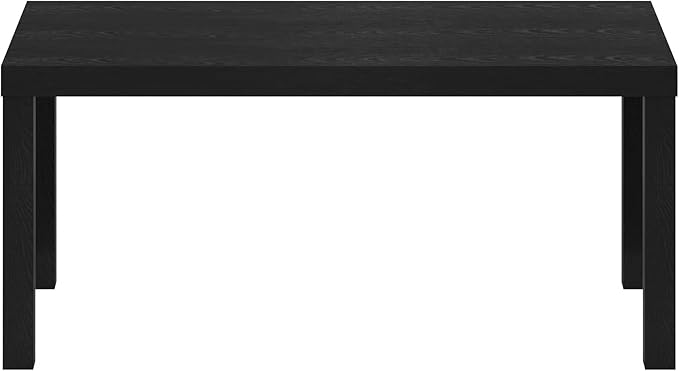 Furinno CLASSIC Coffee Table, Modern Rectangle Coffee Table with 1.8 Inch Thick Tabletop, Side Table for Living Room, Home Office, Black