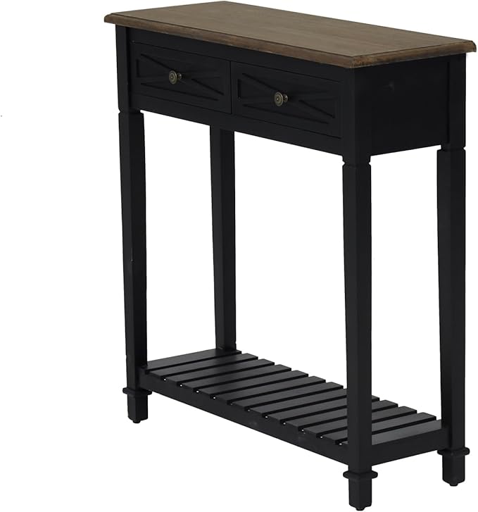 Kinfant Console Table with 2 Drawers, Narrow Entrance Table with Storage Shelf for Entryway, Living Room,Small Entryways, Hallways, Foyer Corridors, Behind The Sofa, Black