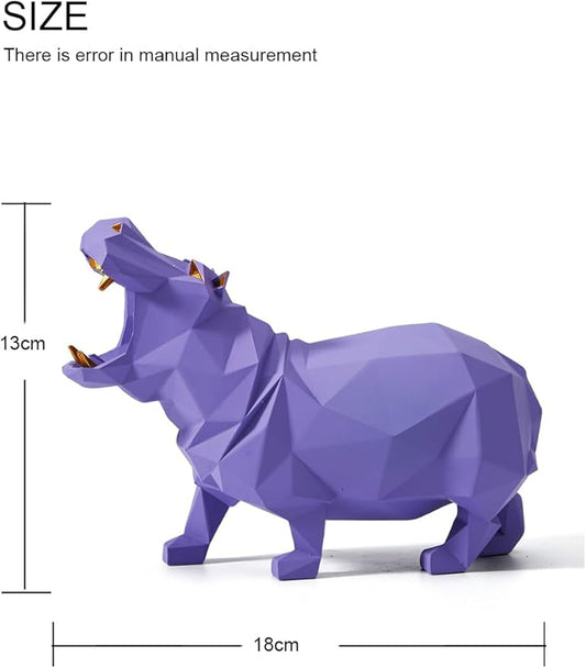 HAUCOZE Hippo Gifts Statue Animal Scupture Figurine Modern Decor Arts Polyresin Purple 7.1 inch
