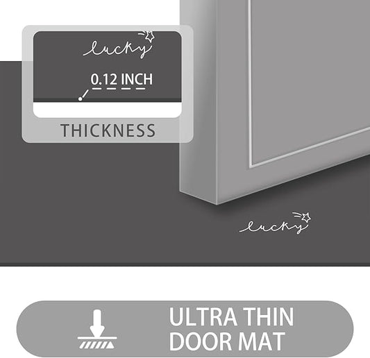 Ultra Thin Door Mat Indoor Entrance, 1/10 in Thin Door Mats for Inside Entry, Non-Slip Rubber Backing Doormat, Absorbent, Quick-Dry, Washable, Low Profile Entryway Mat, 30"X17",Black
