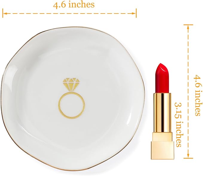 HOME SMILE Ring Dish Printed Ring,Engagement Engaged Wedding Bridal Gifts for Newly Engaged Friend,Daughter, Sister,Newlyweds,BFF