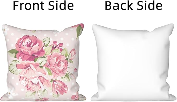 Flower Throw Pillow Covers 18"x18" Set of 4, Romantic Spring Blooming Pink Roses Floral Couch Cushion Cases for Chair Sofa Bed Living Room Garden Car Indoor Outdoor Home Decorative
