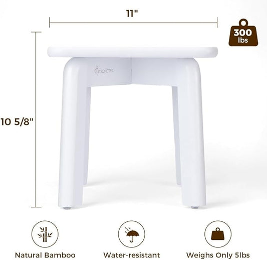 StrongTek Sturdy Bamboo Step Stool with Anti-Slip Feet, Easy-Assembly, 300 LBS Capacity, Ideal for Kids and Adults, Perfect for Bathroom, Bedroom, or Doorway Use, 11" x 11" x 10.6"