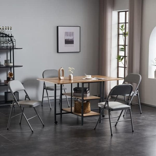 4 Pack Folding Chairs with Padded Seat & Back, Metal Frame Foldable Chairs, Portable & Stackable for Indoor Outdoor, Office, Party, Wedding, Conference, Gray