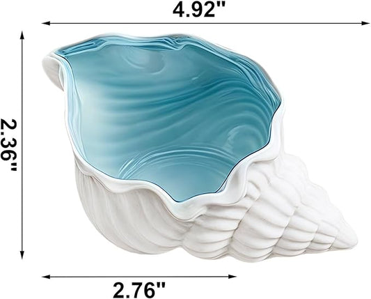 Conch Shape Jewelry Dish Ceramic Holder Ring Trinket Tray, Ocean-themed Decorative Trinket Dish, Suitable for Mother Friend Sister, Gifts for Women, Home Decor Trinket Dish(Sea Blue)