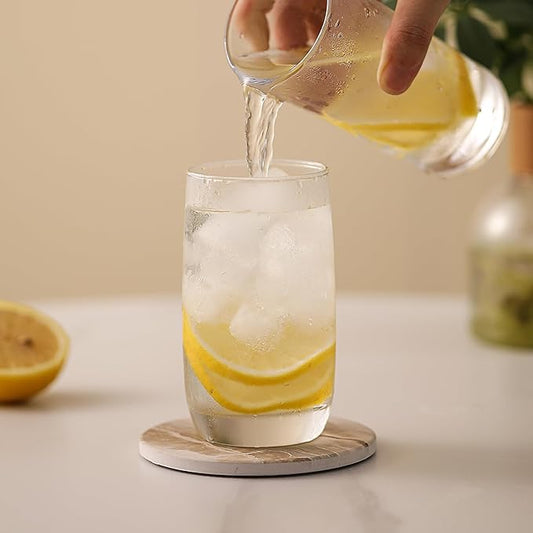 LIFVER Coasters Set of 6, Coasters for Drinks Absorbent Stone with Holder, Black Marble Style Ceramic Drink Coaster for Tabletop Protection, Coffee Table Decor Ideal for Home Decor House Warming Gifts