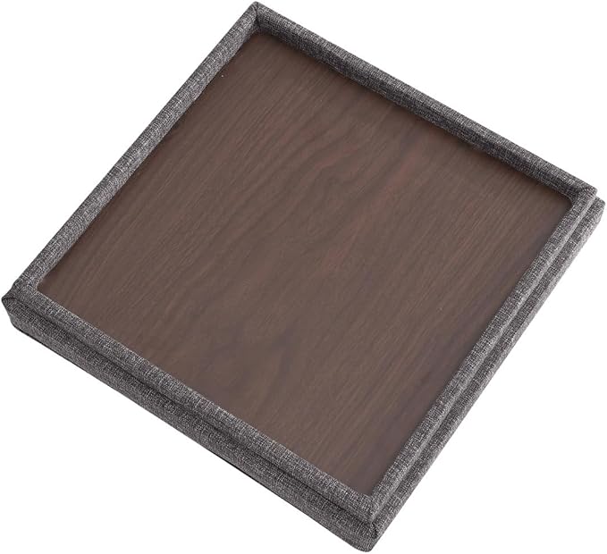 Ornavo Home Square Storage Ottoman Linen Foldable Tufted Cube Storage Ottoman Foot Rest Stool/Seat with Table Top Lid, Coffee Table Ottoman - 15" x 15" x 15" (Charcoal Gray)