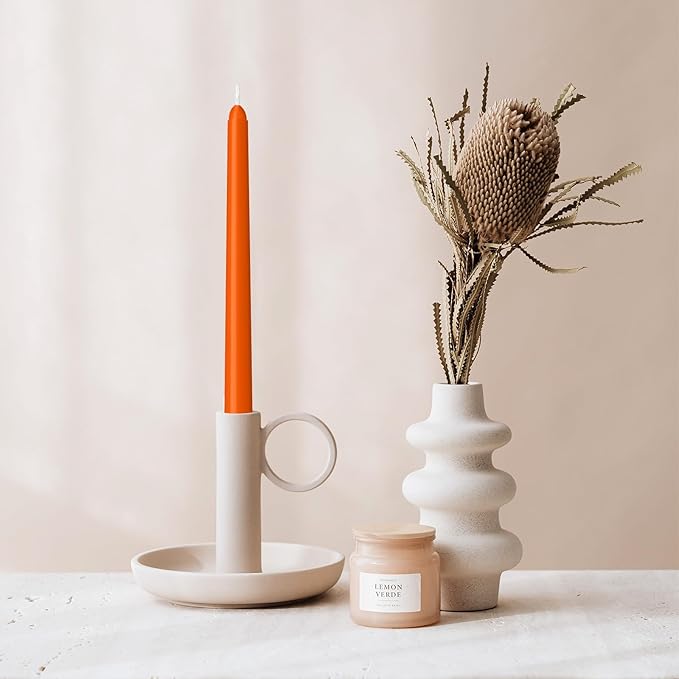 12 Pack Orange Taper Candles - Taper Candles 10 Inch Dripless, Smokeless & Unscented - 8 Hours Long Burning - Ideal for Weddings, Dinner Parties, and Home Decor