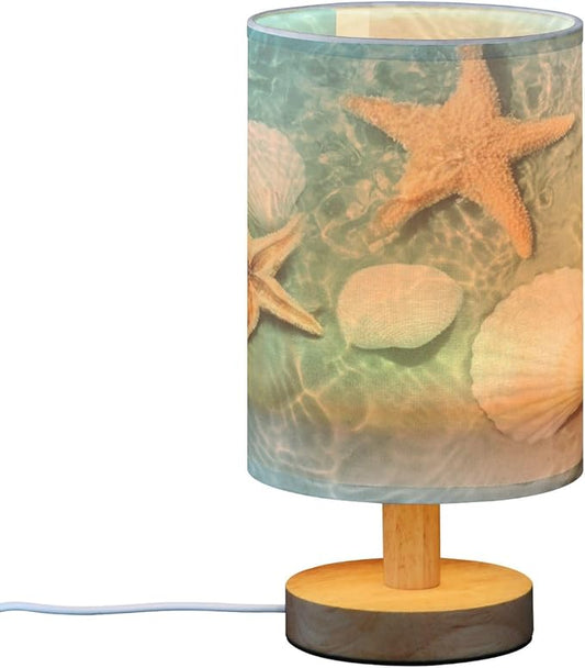 Small Table Lamp for Bedroom Starfish Seashell Summer Beach Table Lamp Nightstand Lamp for Livingroom Office Reading Working Table Desk