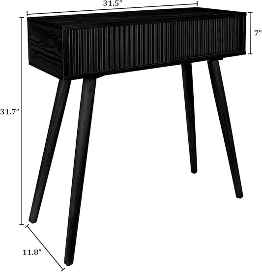 Console Table, Small Console Tables for Entryway, 31" Vanity Desk Fluted Dresser Side Table, Black Entry Table Narrow Console Table Modern Hallway Table Modern Sofa Table for Living Room(Black)