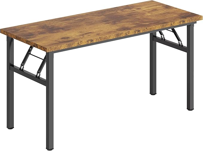 DlandHome Large Computer Desk, Folding Desk, Decent and Steady Home Office Desk/Workstation/Table 54.3inch Retro Black