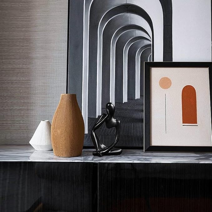 BOPART Resin Thinker Statues Black Decor for Home, Office or Living Room, Black Figurines Sculptures for Floating Shelf, Coffee Table Decoration