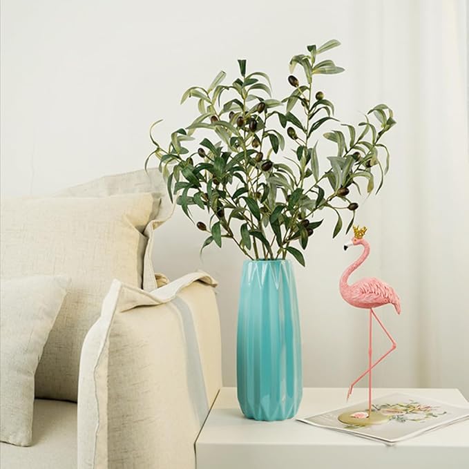 Blue Ceramic Vase 7.3 Inch - Glossy Minimalist Nordic Flower Vase for Home Decor, Perfect for Dried/Fresh Flowers, Wedding Centerpiece, Housewarming Gift for Christmas, Mother’s Day, Valentine’s Day