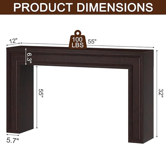 Rresyet 55 Inch Long Console Table, Sofa Table Behind Sofa, Wooden Entryway Table, Farmhouse Entryway Table for Entry, Hallway, Living Room (Cherry)
