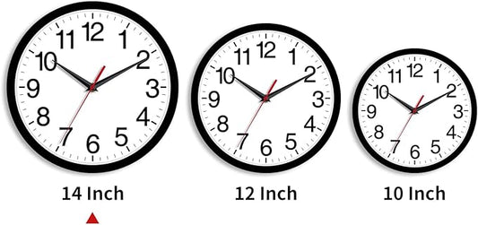 14 Inch Wall Clock Modern Battery Operated Silent Non Ticking Large Analog Clock for Living Room Office Home Bedroom Kitchen Bathroom(Black)