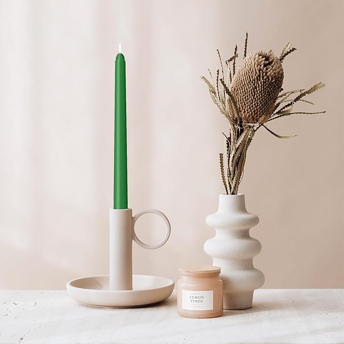 30 Pack Green Taper Candles - 10 inch Dripless, Smokeless, and Unscented - Long Burning for 8 Hours - Hand Poured Tall Candlesticks - Ideal for Special Occasions and Home Decor