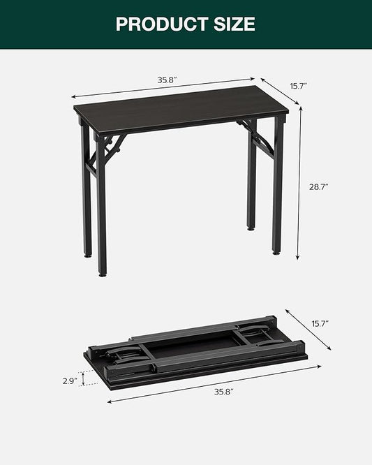 Frylr Small Folding Computer Desk – Portable 35.8 Inch Foldable Laptop Table, Collapsible and Compact for Easy Storage and Fast Setup, Lightweight for Small Spaces, Craft and Study Use,Charcoal Wenge