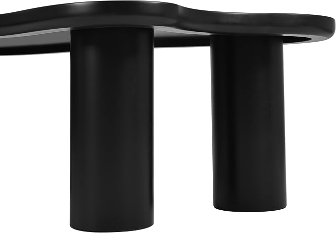 GDFStudio 44'' Cloud-Shaped Coffee Table,Minimalist Center Table with 3 Sturdy Legs & 1.5'' Thick Top,Easy Assembly Round Edge Irregular End Table for Living Room, Bedroom,or Patio,Black