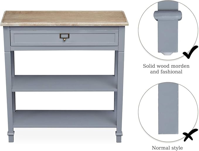 KINTNESS Entryway Table, Narrow Console Table Hallway Tables with Storage for Living Room/Hallway/Foyer, Grey