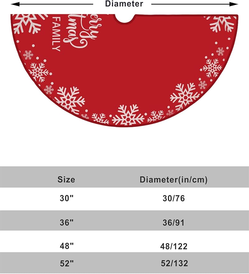 Flash World 36 Inch Large Christmas Tree Skirt Xmas Soft Cover Mat Decor Snowflake Collar Farmhouse Tree Skirt for Holiday Ornaments Party Home Indoor Decorations (E, 48INCH)