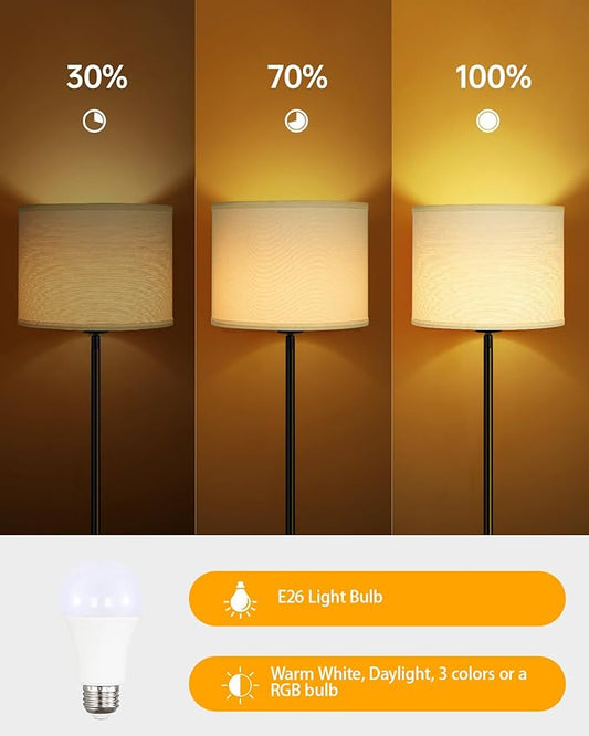 Floor Lamps Standing Lamp, Modern 58" Tall Lamp with White Lampshade, Simple Small Pole Lamp for Bedroom, Pedal Switch, Black Small Lamps for Kid Room/Office/Reading Room(E26 Base, NO Bulb)