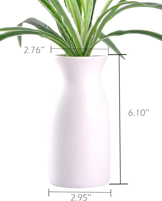 WHJY 6 inch White Nordic Minimalist Matte Handmade Ceramic Vases, Japanese Zen Stoneware Flowerware, Floral Decorations, for Living Room, Study, Bedroom, Balcony, Bar - Short White