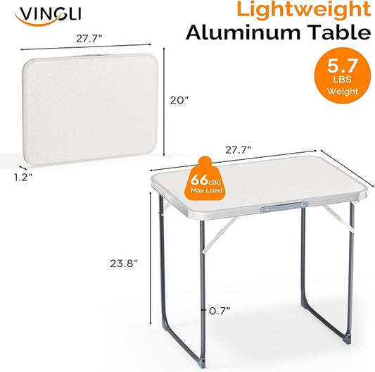 VINGLI 2.3FT Small Camping Table,Portable Camping Table with Carrying Handle, Picnic Table Foldable Table Essentials for Indoor Outdoor