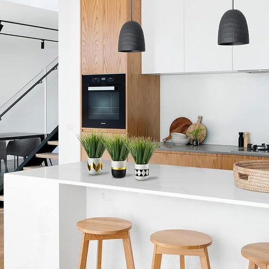 Artificial Plants Small Faux Plant Decor 3Pcs Fake Potted Plant Faux Plants in Pots Fake Grass Pot for Home Table Office Desk Room Bathroom House Indoor Decorative Gifts