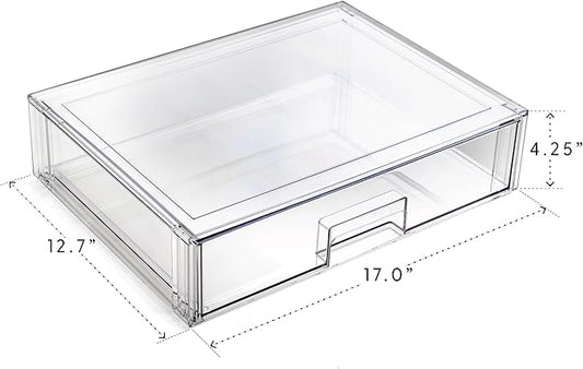 BINO | Stackable Storage Drawers, Shallow X-Large - Clear | THE CRATE COLLECTION | Storage Bins With Drawers Bathroom Organizers and Storage Organization and Storage Under Sink Organizer Vanity Home