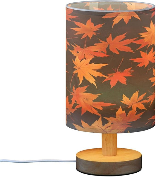 Bolaz Small Table Lamp for Bedroom Yellow Maple Table Lamp Nightstand Lamp for Livingroom Office Reading Working Table Desk