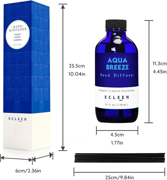 Reed Diffuser Set, Aqua Breeze Scented Oil Diffuser with Sticks, Long-Lasting Home Fragrance Reed Diffusers for Bathroom Office Shelf, Room Fresheners 3.7 Oz