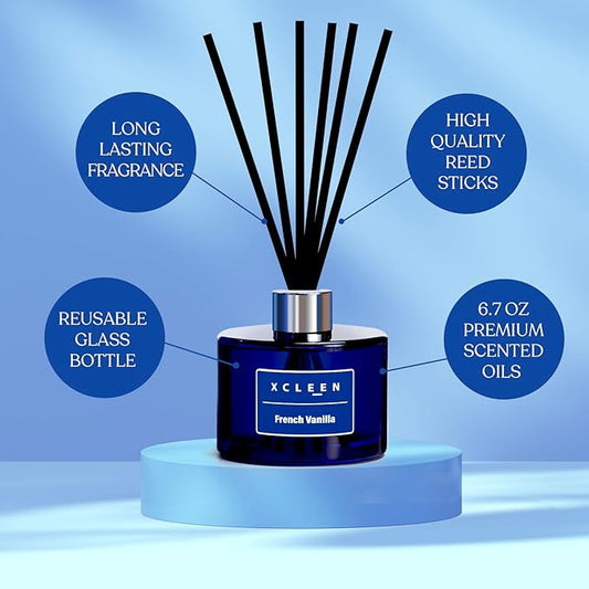 Reed Diffuser Set, 6.7Oz French Vanilla Scented Oil Diffuser for Home & Office Decor, Air Freshener for Anyroom